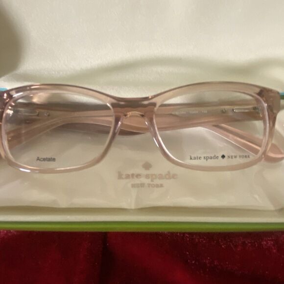Kate Spade Elora Mauve Pink On Striped Temples 135 Eyeglasses New With Case - Picture 2 of 7